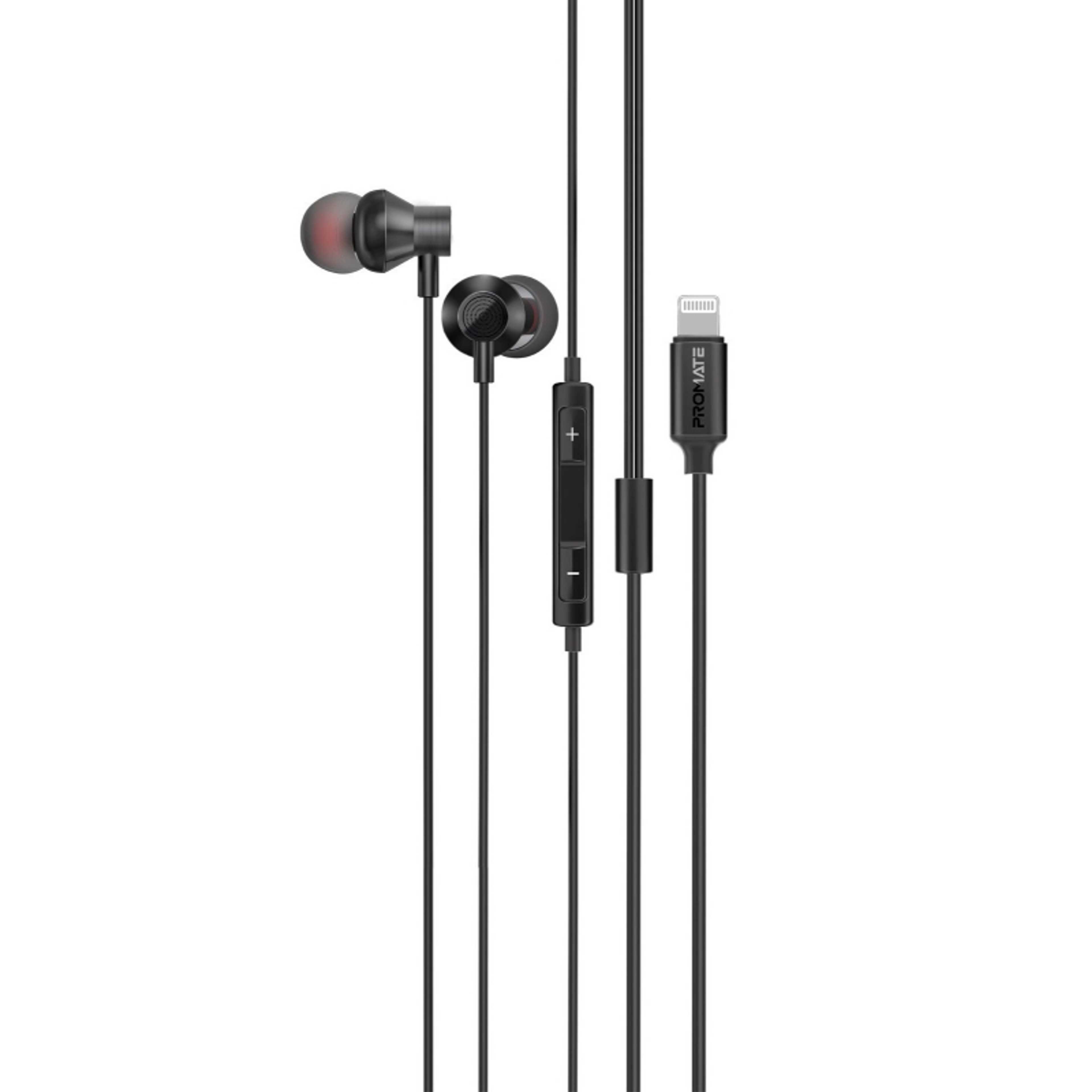 Earphones with Lightning Connector, Ergonomic In-Ear Earphones with Microphone, Noise Isolation, Call Function and In-Line Volume Control Black - Product Main Image