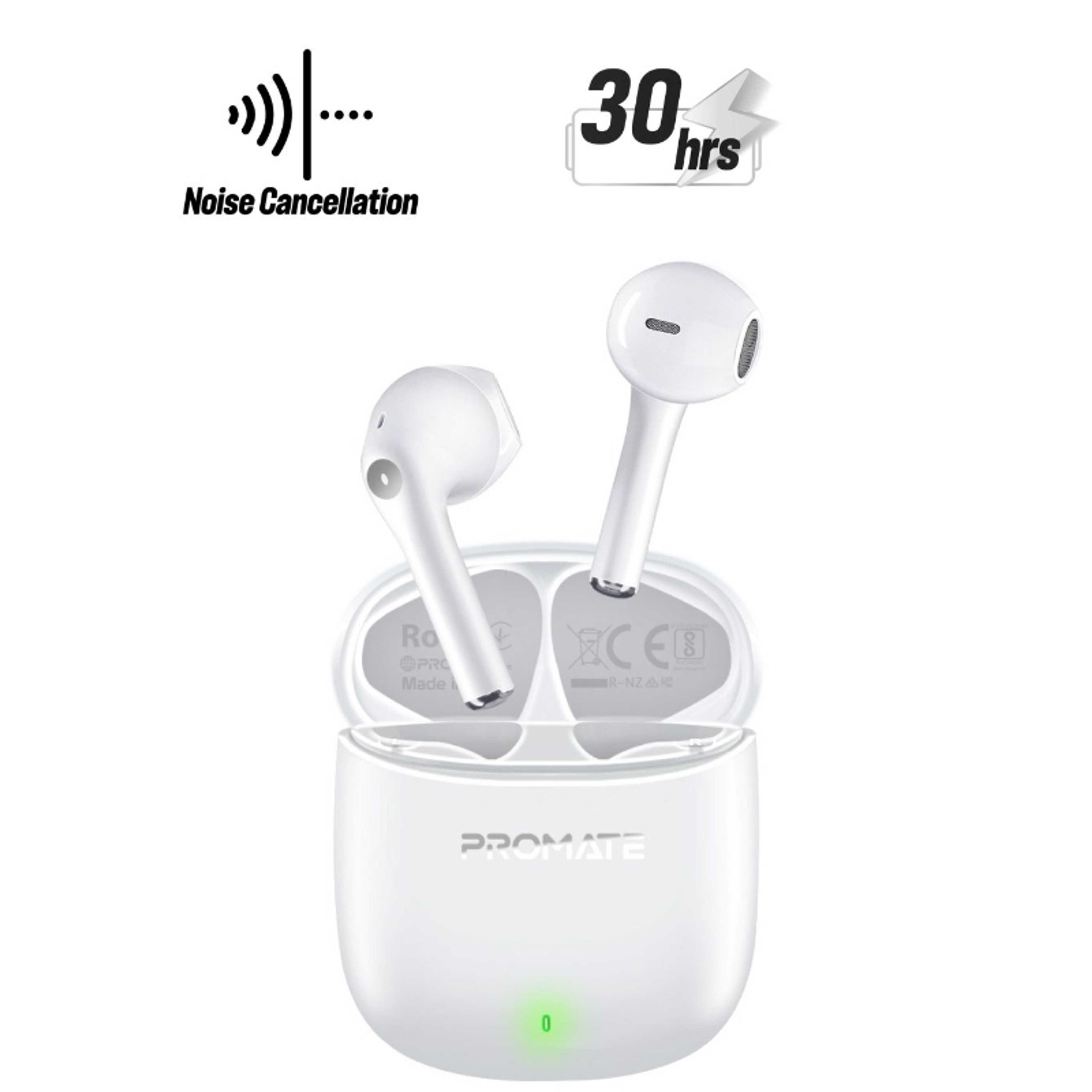 Wireless Earbuds, In-Ear Bluetooth v5.3 with ENC Noise Reduction, 30-hour Playback Time, Intelligent Touch Controls and 300mAh Charging Case White - Product Main Image