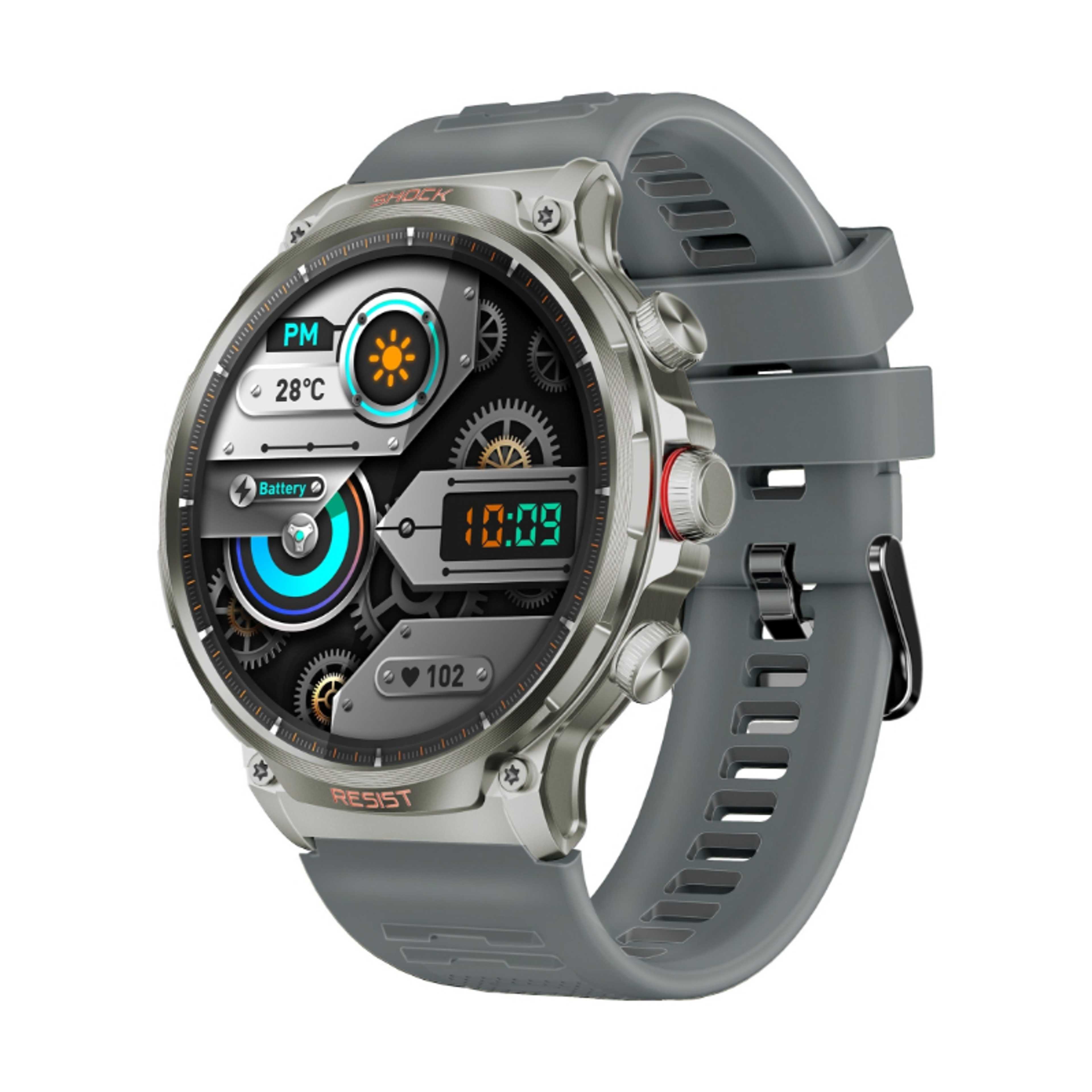710 mAh Tough-Built Smartwatch with Round 1.85-Inch TFT Display, 100+ Sports Modes, Heart Rate Sensors, Blood Pressure Monitor, Bluetooth Calling, Sleep Tracker, IP67 Water Resistance, Durable Zinc Alloy Frame, XWatch-R20 Silver - Product Main Image