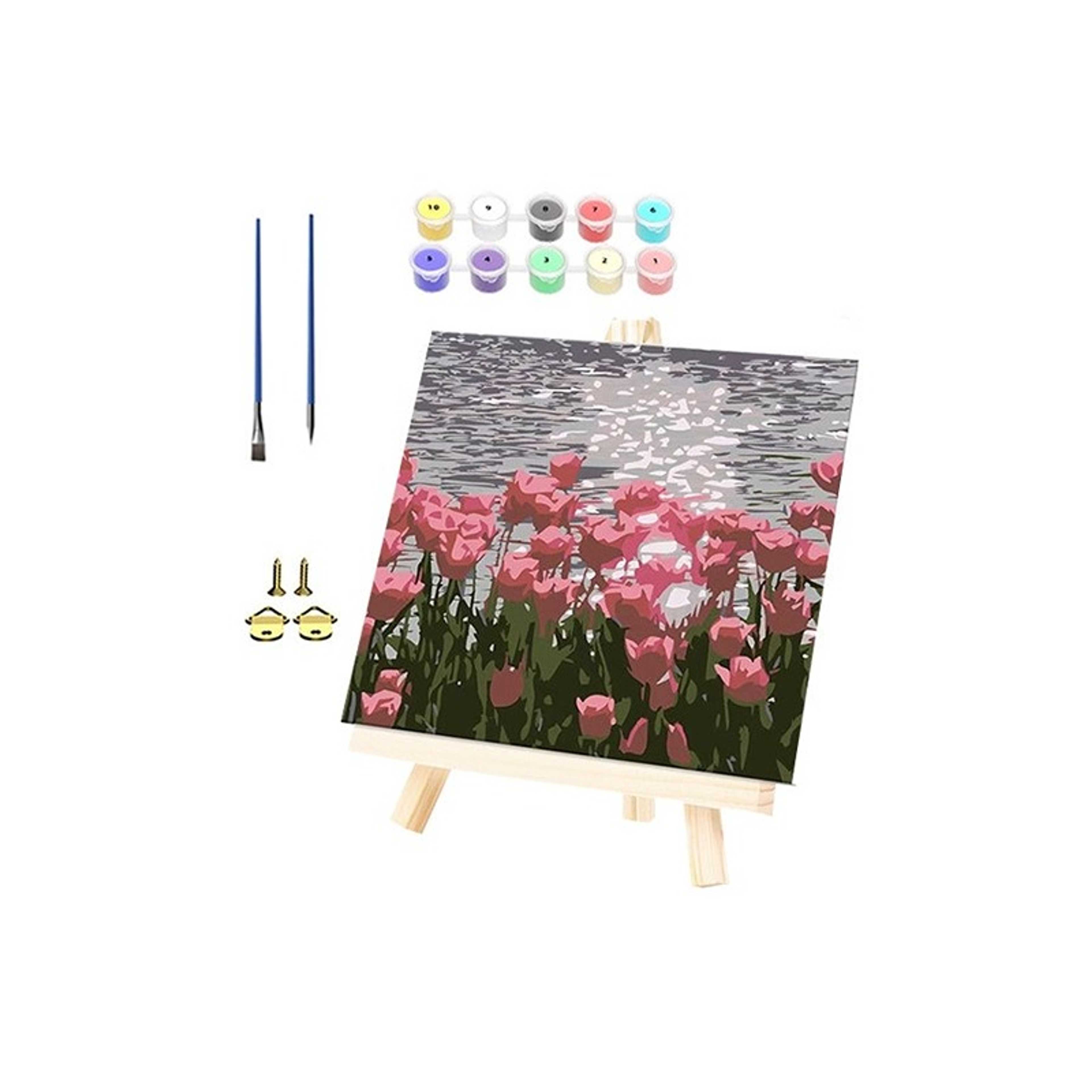 Flower-themed DIY Paint by Numbers Kits, High-quality Oil Painting on Canvas with Brushes and Acrylic Paints, Not Easily Damaged After Long-term Storage - Product Main Image
