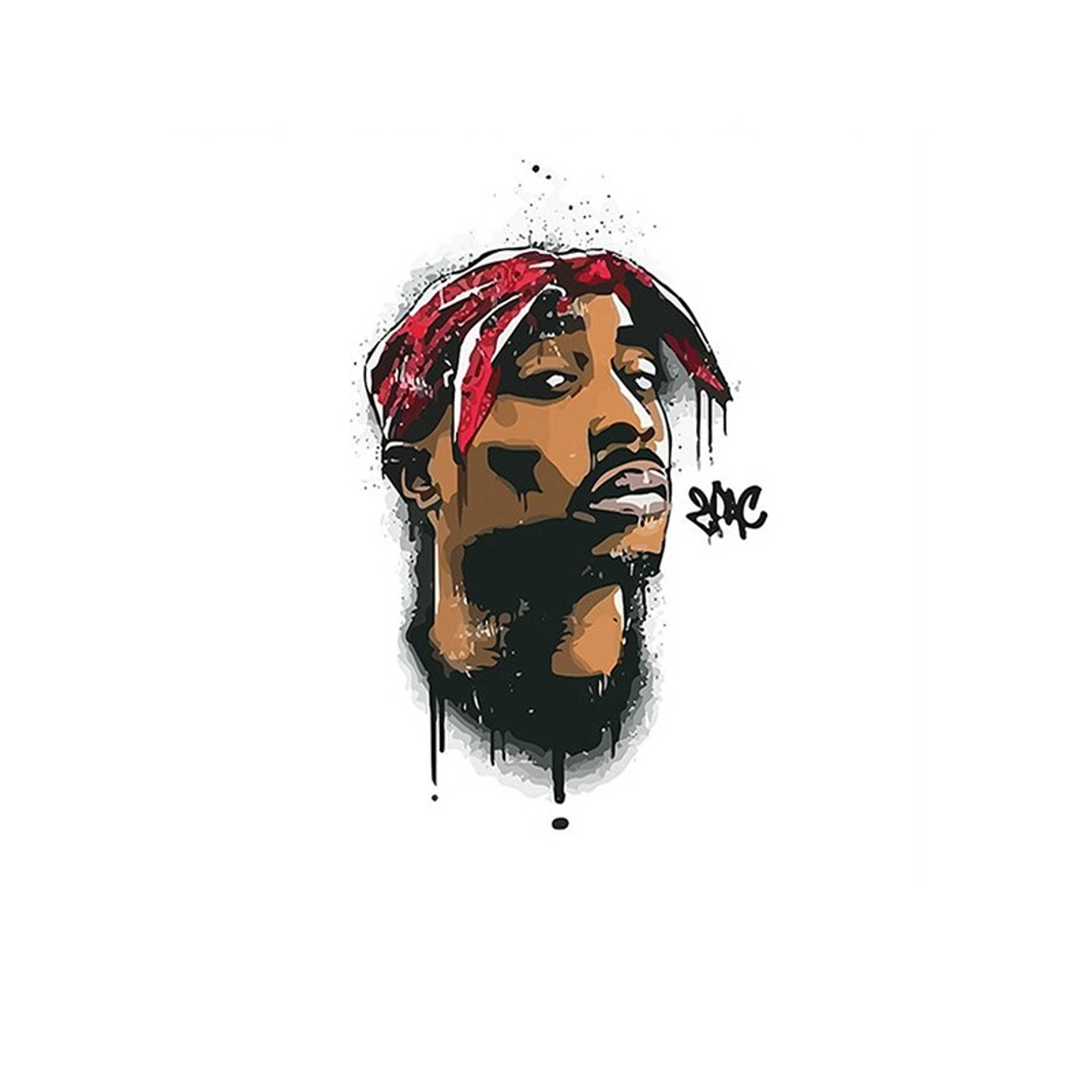 2PAC Themed Wall Decor White/Black/Red 30x30cm - Product Main Image