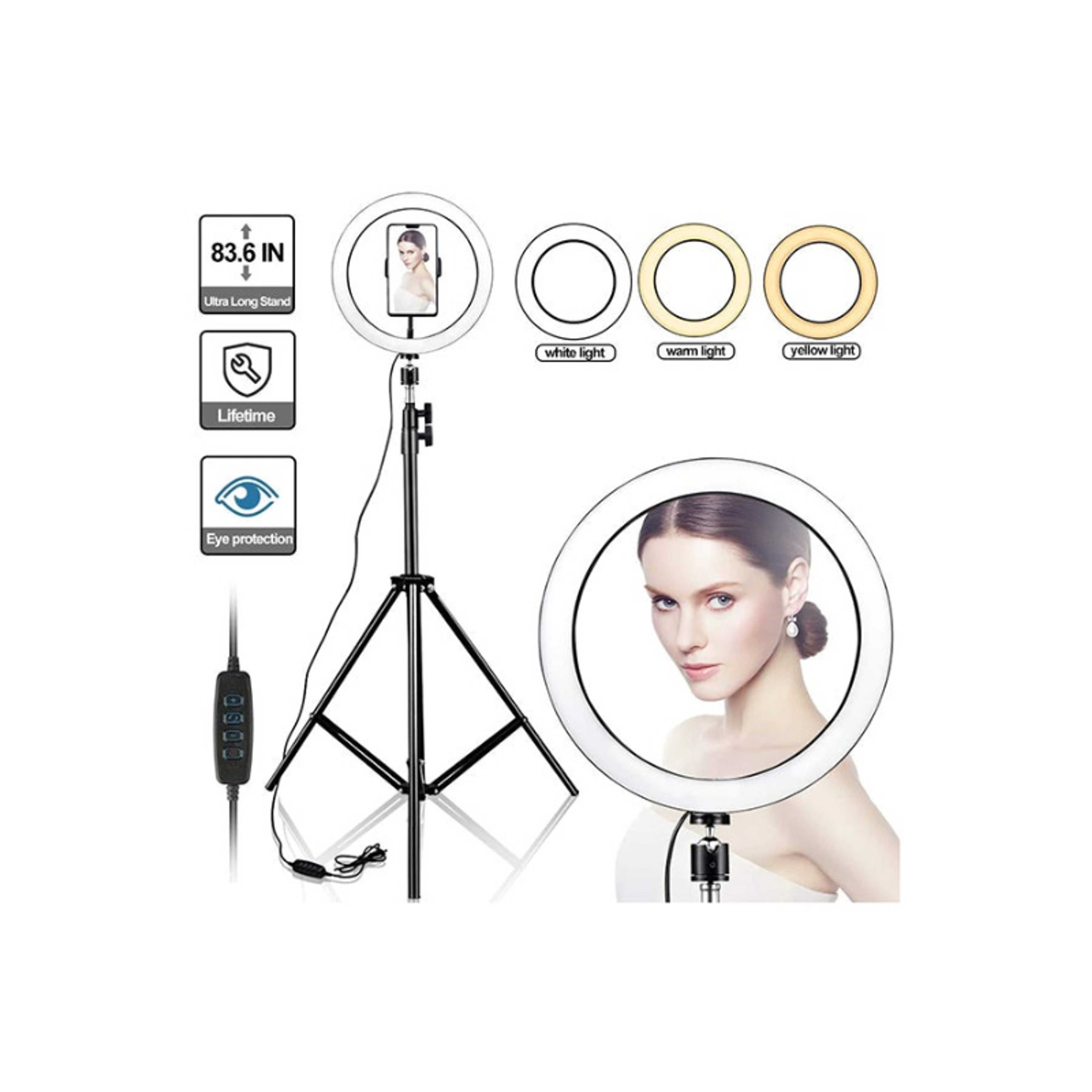 3000.0 mAh 10 Inch Ring Light Tripod Mount Live Broadcast Dual Phone Bracket Multicolour - Product Main Image